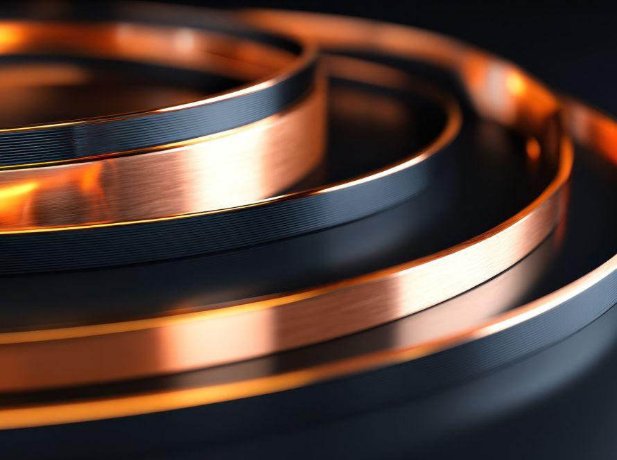 3d render of a circular logo, in a minimalistic style, on a dark background with a copper and black color theme. the design is elegant, with a metallic texture and a glossy finish. the lines are sleek, and the shapes are abstract. the image has high resolution, high detail, and sharp focus, achieved through professional photography using a macro lens, natural light, and studio lighting. the result is a vibrant, modern-looking image. --chaos 30 --ar 16:9 --v 7 Job ID: 3c56ef21-3fac-4215-99ea-3abba8f6a310