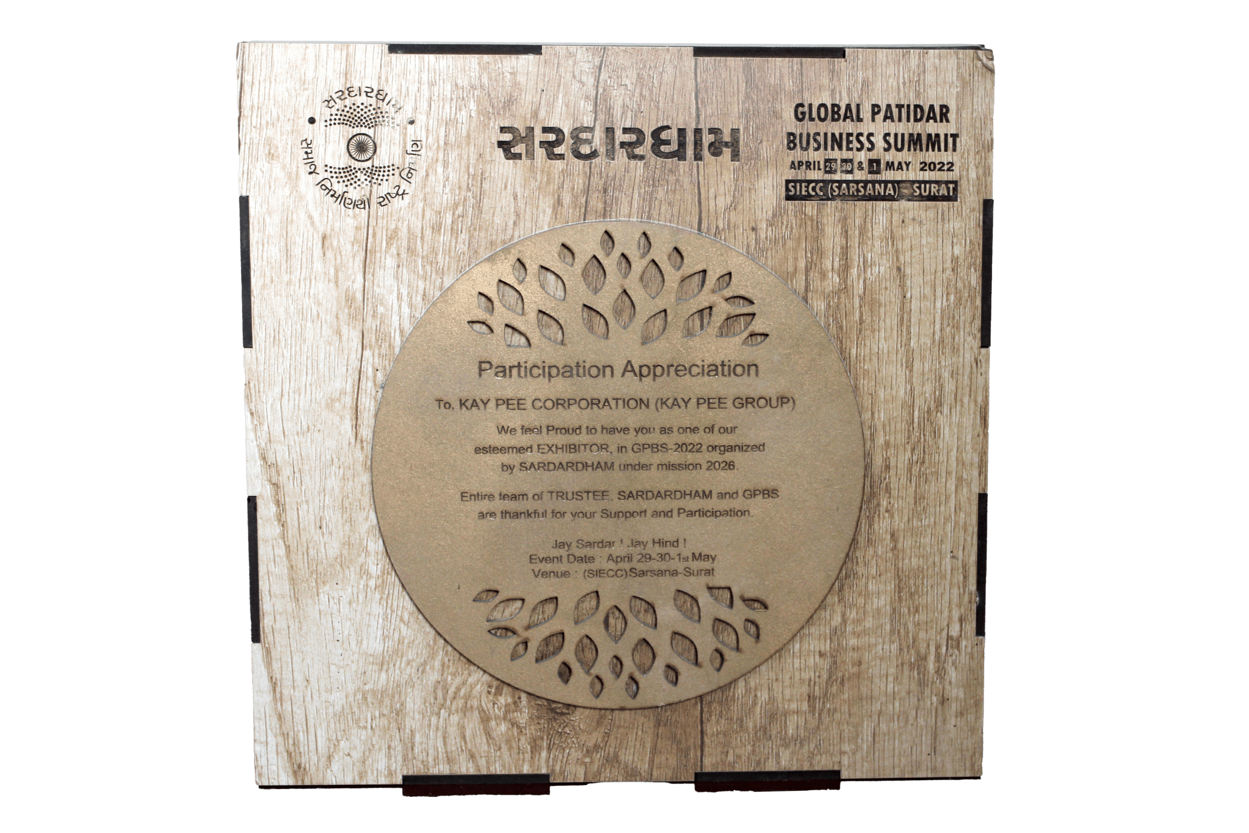 GLOBAL PATIDAR BUSINESS SUMMIT - AWARD